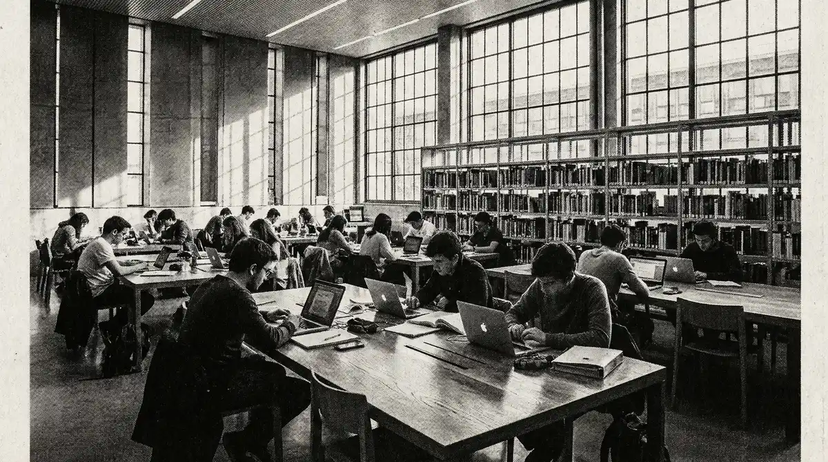 高校图书馆学生学习场景 - 每日吃瓜